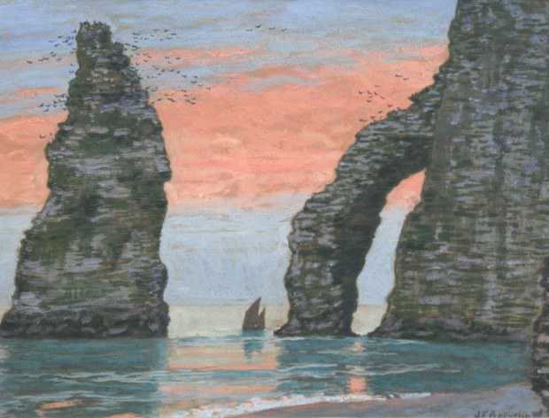 Jean Francis Auburtin L’Aiguille d’Étretat, ciel rouge, 